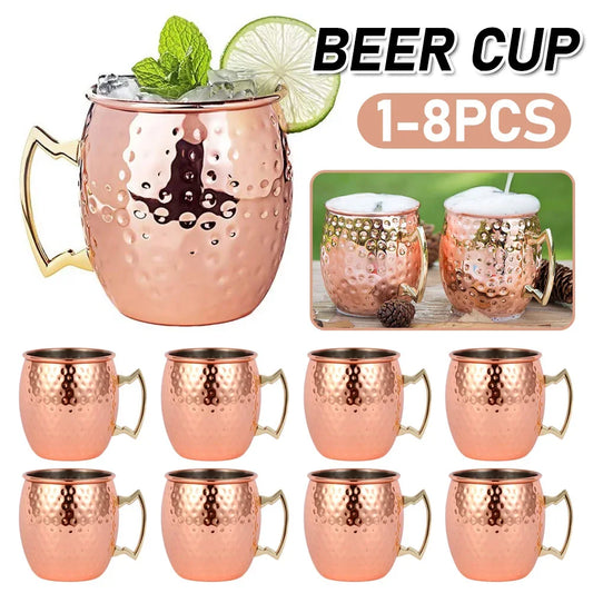 Moscow Mule Mug Stainless Steel Hammered Copper Plated Beer Cup Coffee Cup Bar Drinkware