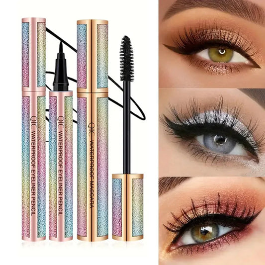 4D Mascara & Liquid Eyeliner Kit,Waterproof,Sweat-Proof, 
Smudge-Proof, Long Lasting, Quick Drying Perfect Eyes Makeup Set Gifts