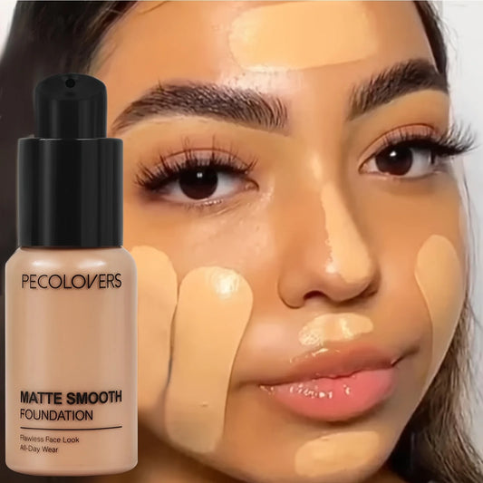 Matte Finish Liquid Foundation - Oil-Control, Waterproof, Full Coverage Concealer for All Skin Tones