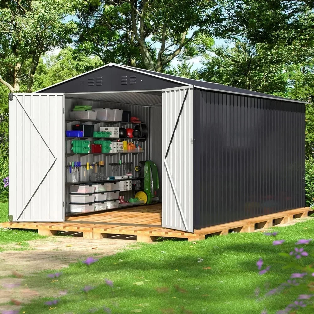 8 x 12 FT Outdoor Storage Shed, Metal Garden Shed with \
Updated Frame Structure, Tool Sheds for Backyard Garden