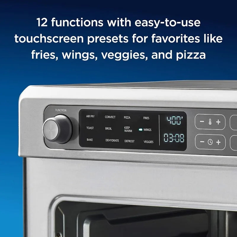 Digital Air Fryer with RapidCrisp, Stainless Steel, 12-Function Countertop Oven with Convection,Silver