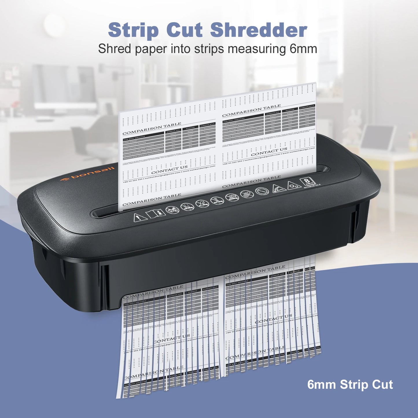 Manual Reversal 8-Sheet Strip Cut Shredder for Home Use, 
CD/Credit Card Shredder Machine with 3.4 Gallons
