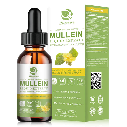 Mullein Drops for Lungs -
 Mullein Leaf Extract Supplement  -
 Lung & Bronchial Cleanse - Respiratory Health Support