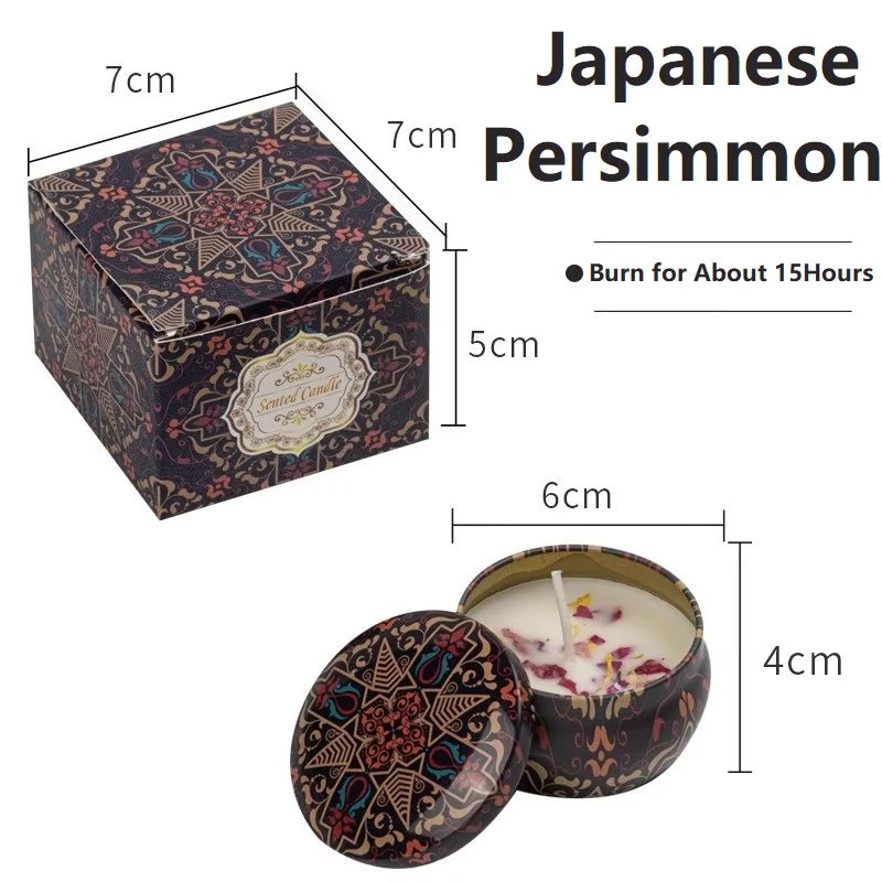 1/4PCS Vintage Scented Candles Soy Wax Candle Jars Flower Fragrance Scent