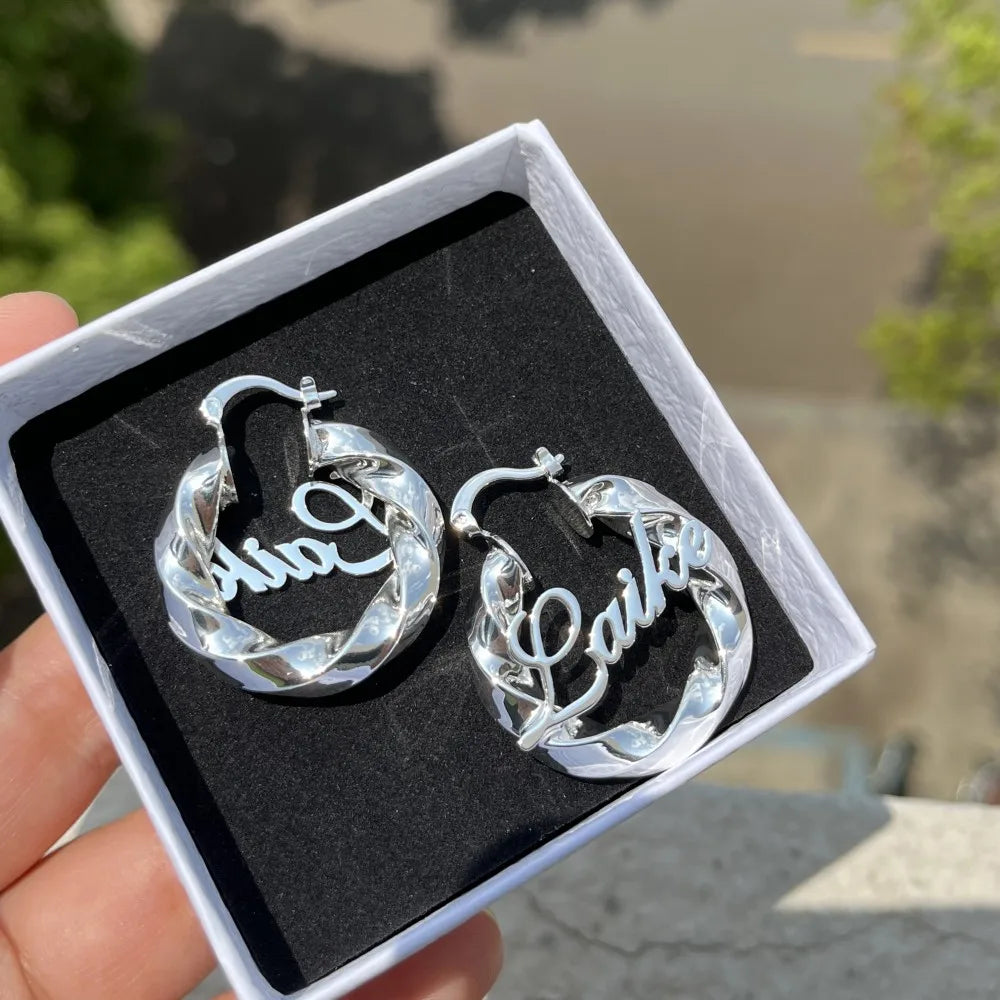 Custom Nameplate Earrings Personalized Letter Earring Stainless Steel Jewelry