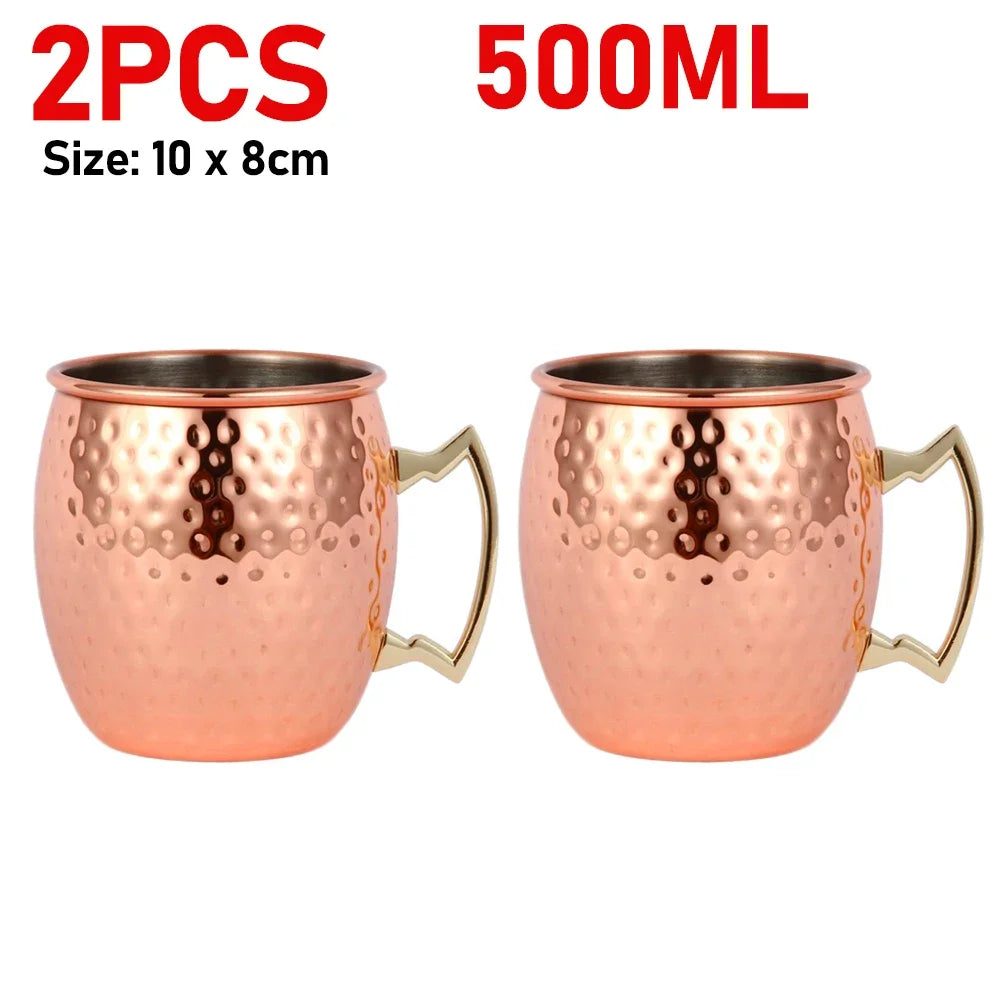 Moscow Mule Mug Stainless Steel Hammered Copper Plated Beer Cup Coffee Cup Bar Drinkware