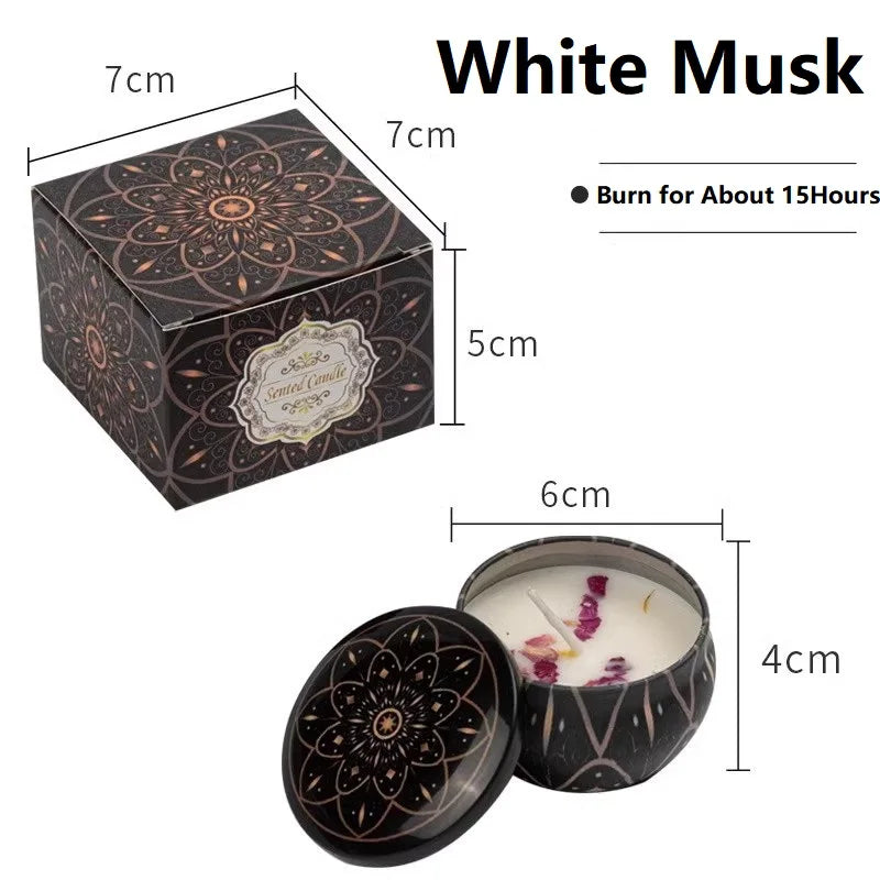 1/4PCS Vintage Scented Candles Soy Wax Candle Jars Flower Fragrance Scent