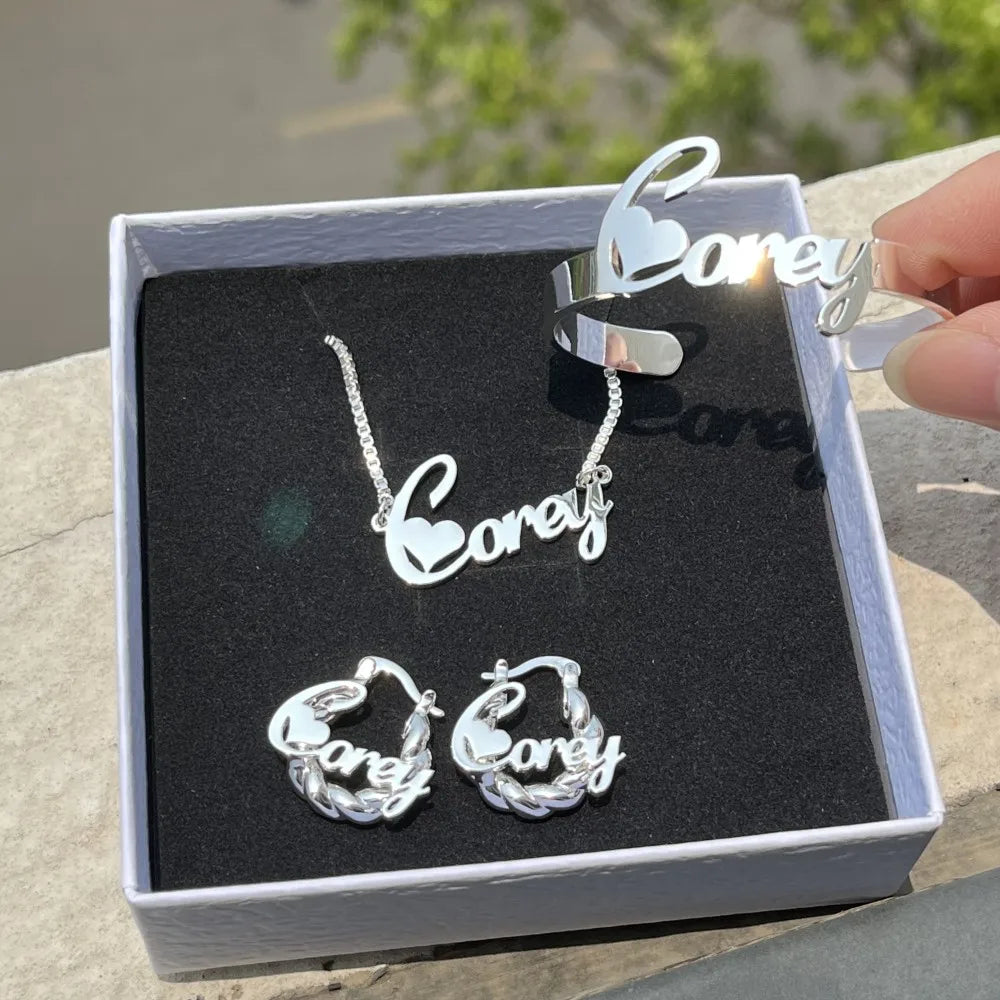 Custom Name Jewelry 
 Personalized Letter Necklace
 Customized Name Bangles \
Stainless Steel Mini Hoop Earrings 18mm