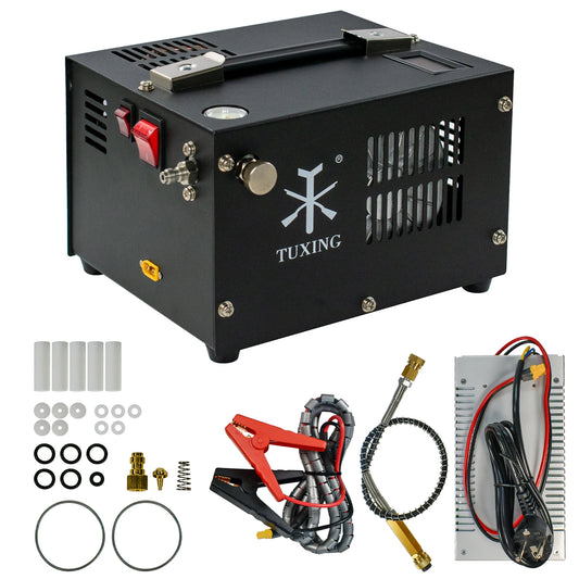 300Bar 12V PCP Air Compressor 4500Psi Portable High Pressure Compressor with Transformer for Diving Scuba Tank