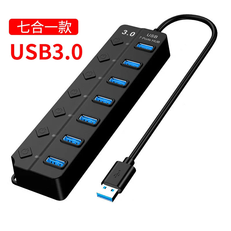 USB Hub 3.0 2.0 Multi USB High Speed Splitter Adapter
 4/7 Port Multiple Expander With Switch For PC Computer Accessories