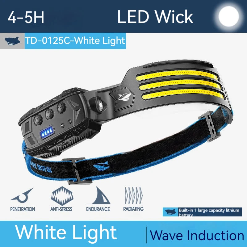 Headlight Wave Induction Lightweight Headlamp Rechargeable Waterproof