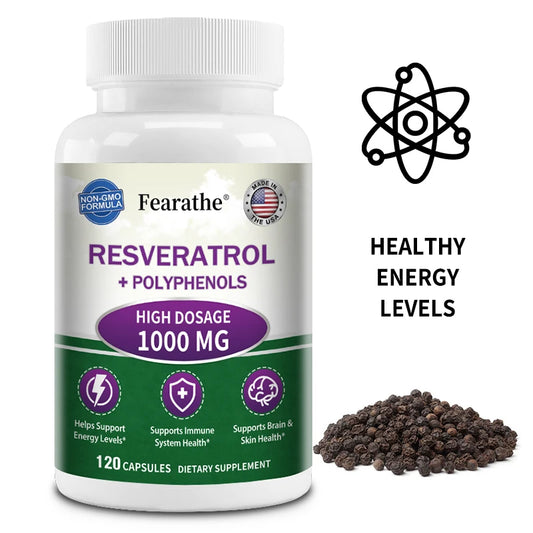 Resveratrol + Polyphenol Antioxidant Supplement 1000mg 
- Balances Body Energy, Supports Skin, Cell, Brain, Immune Health