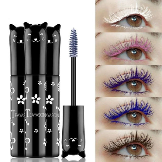 6-Colorful Mascara with Large Brush Head, Easy to Color, 
Non-Clumping, Non-Fading Mascara, White Purple, Sapphire Blue, Silver Coffee