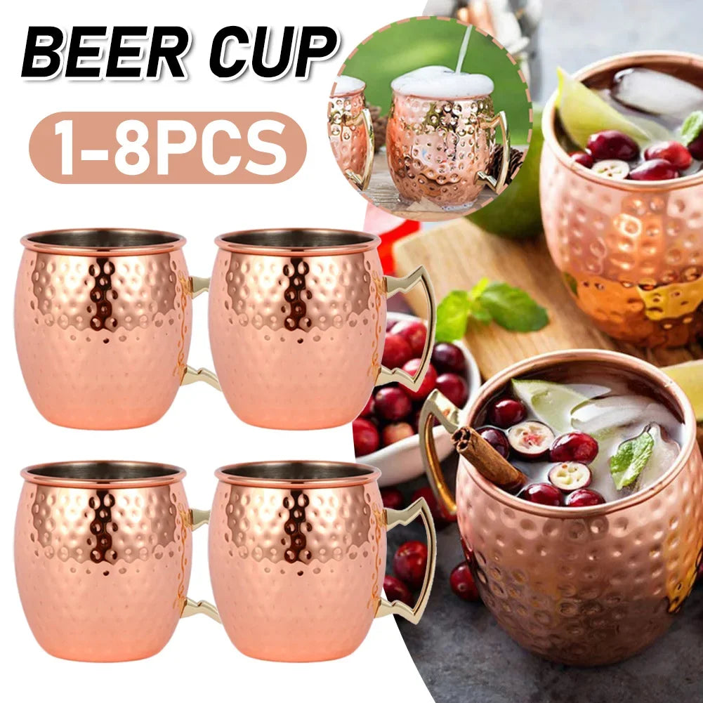 Moscow Mule Mug Stainless Steel Hammered Copper Plated Beer Cup Coffee Cup Bar Drinkware