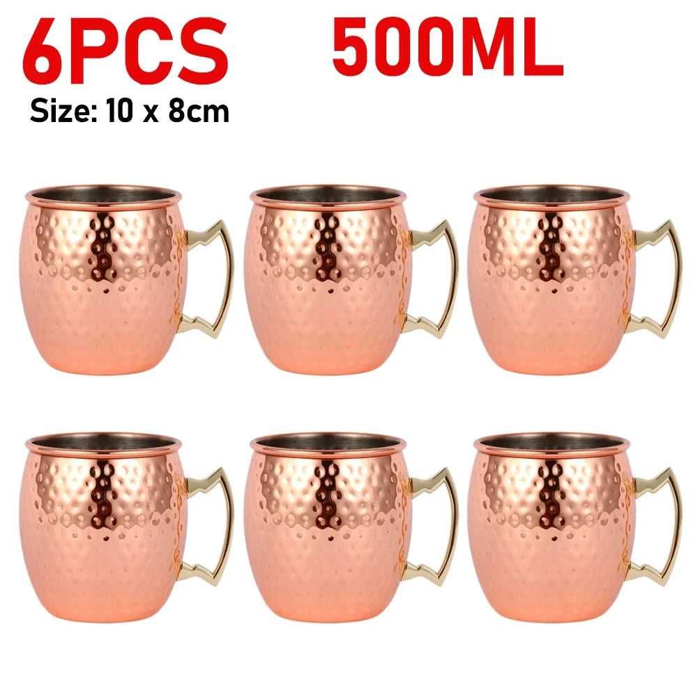 Moscow Mule Mug Stainless Steel Hammered Copper Plated Beer Cup Coffee Cup Bar Drinkware