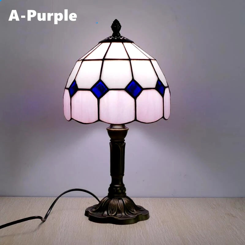 Retro Stained Glass Lamp Table