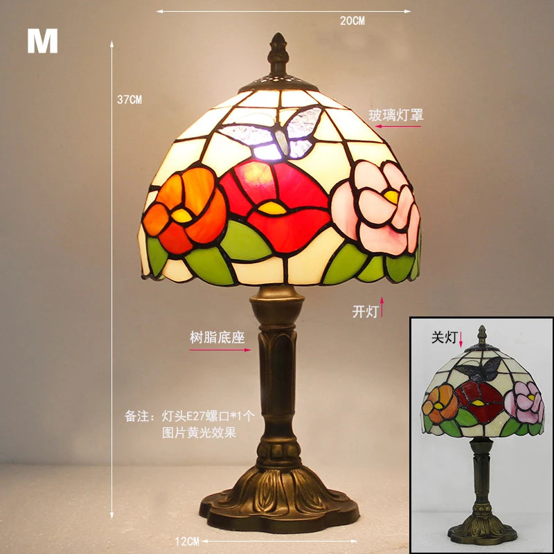 Retro Stained Glass Lamp Table