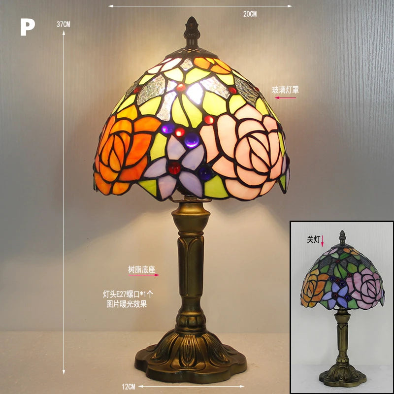 Retro Stained Glass Lamp Table