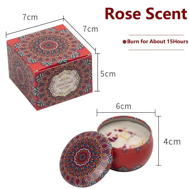 1/4PCS Vintage Scented Candles Soy Wax Candle Jars Flower Fragrance Scent