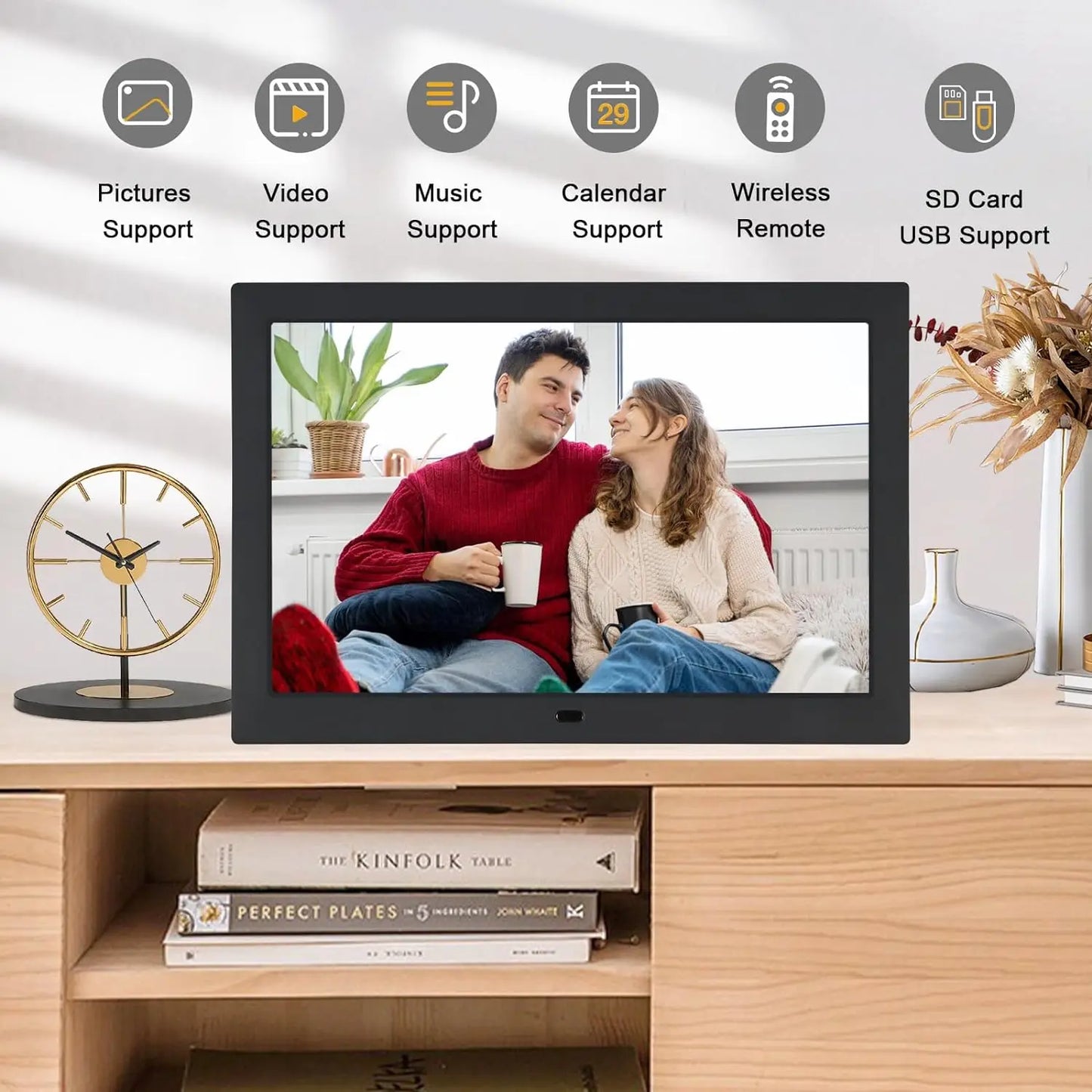 10 Inch Digital Photo Frame with 1280x800 IPS 
Screen Digital Picture Frame with 1080P Video Music Slideshow