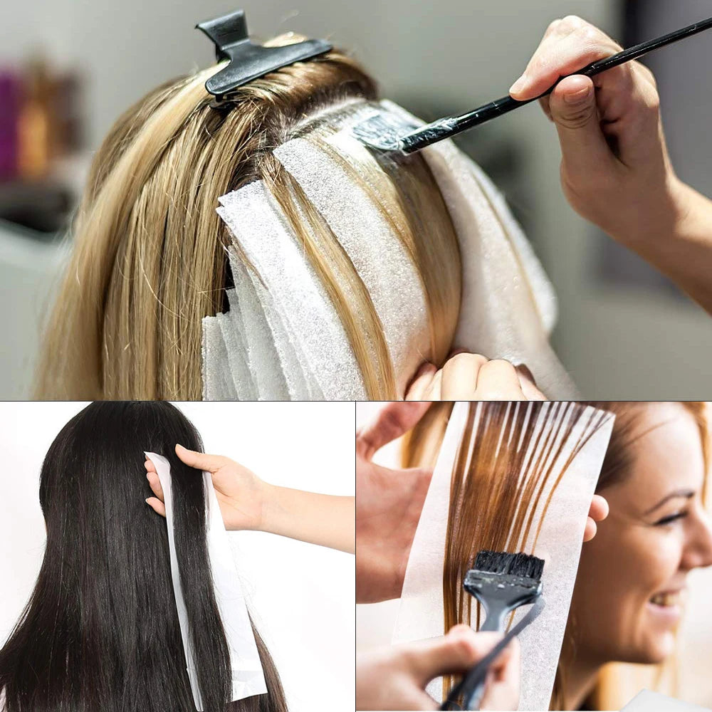 50Pcs Reusable Foam Hair Dye Paper Professional Highlighting Strips Salon Hair Coloring