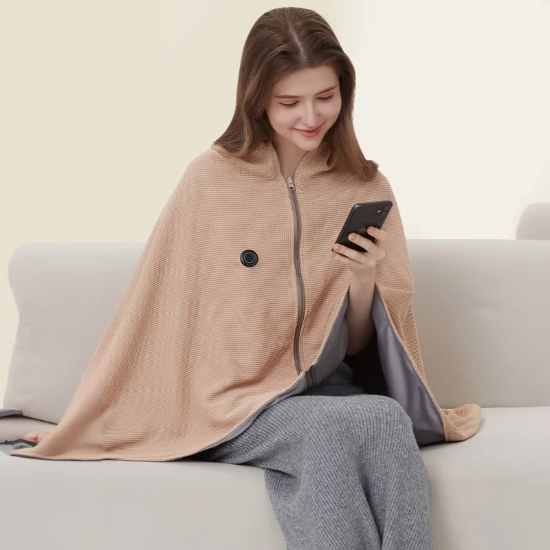 USB Electric Heated Blanket Wearable Heated Throw Blanket 
Adjustable 3 Levels Temperature Machine Washable Warmer Blanket