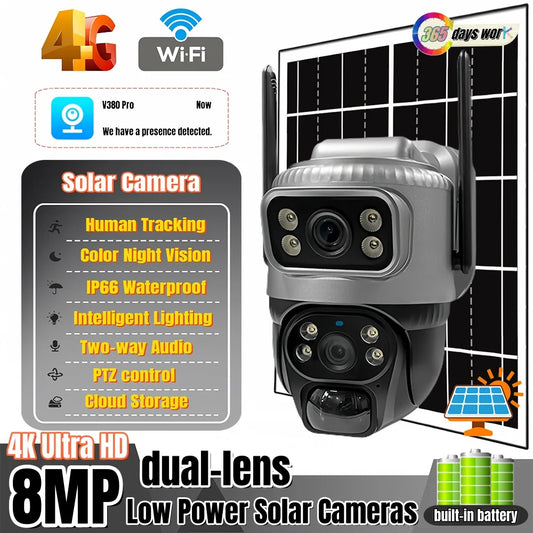 WiFi Wireless Body Detection Dual Lens Intelligent 
Security CCTV 8MP HD Monitor Camera