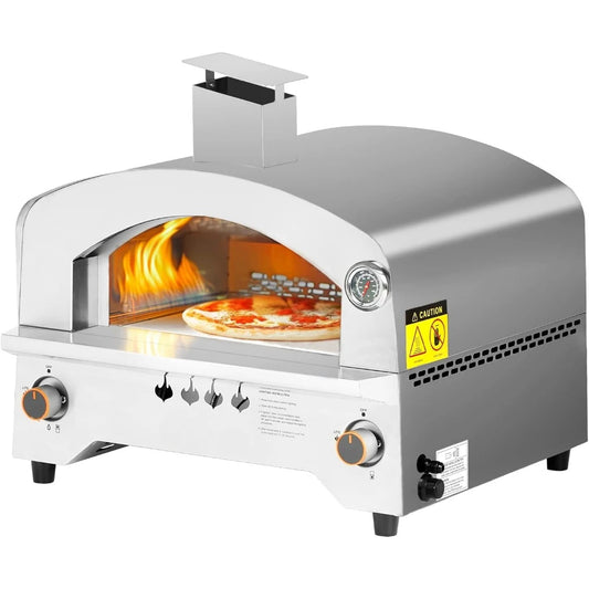 Gas Pizza Oven, Portable Propane Pizza Oven with 13 inch Pizza Stone, Stainless Steel Maker