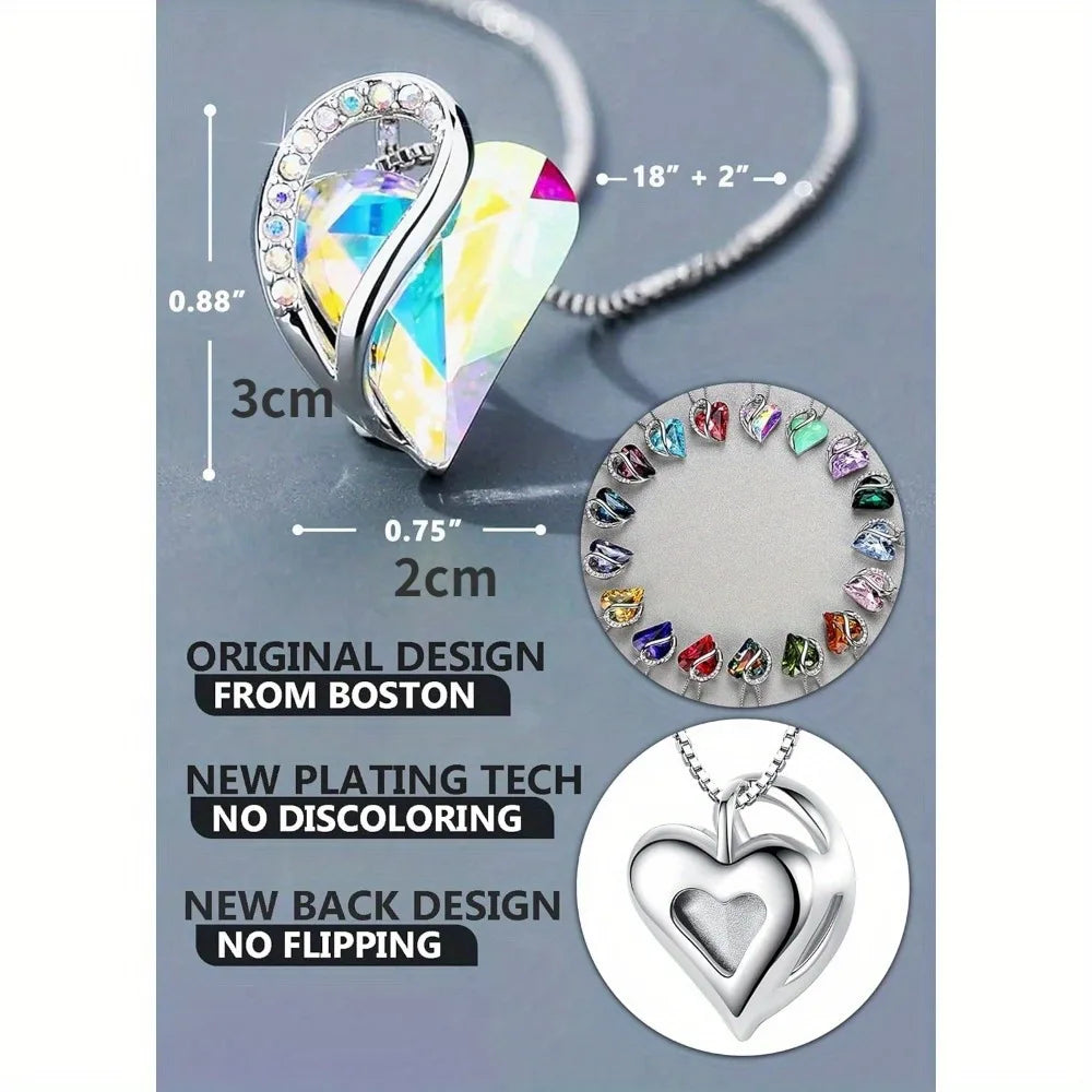 Necklaces for Women, Infinity Love Heart Pendant with Birthstone
