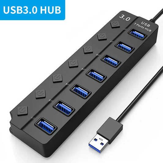 USB Hub 3.0 2.0 Multi USB High Speed Splitter Adapter
 4/7 Port Multiple Expander With Switch For PC Computer Accessories