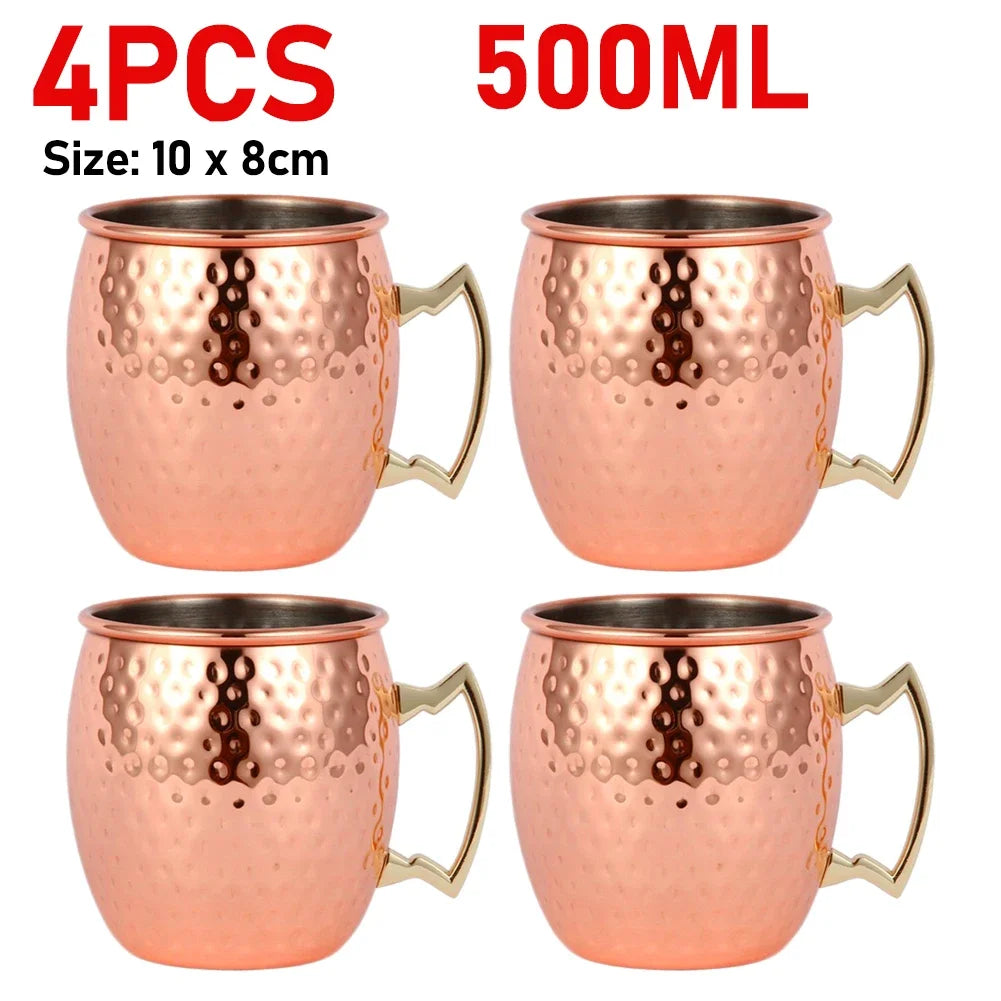 Moscow Mule Mug Stainless Steel Hammered Copper Plated Beer Cup Coffee Cup Bar Drinkware