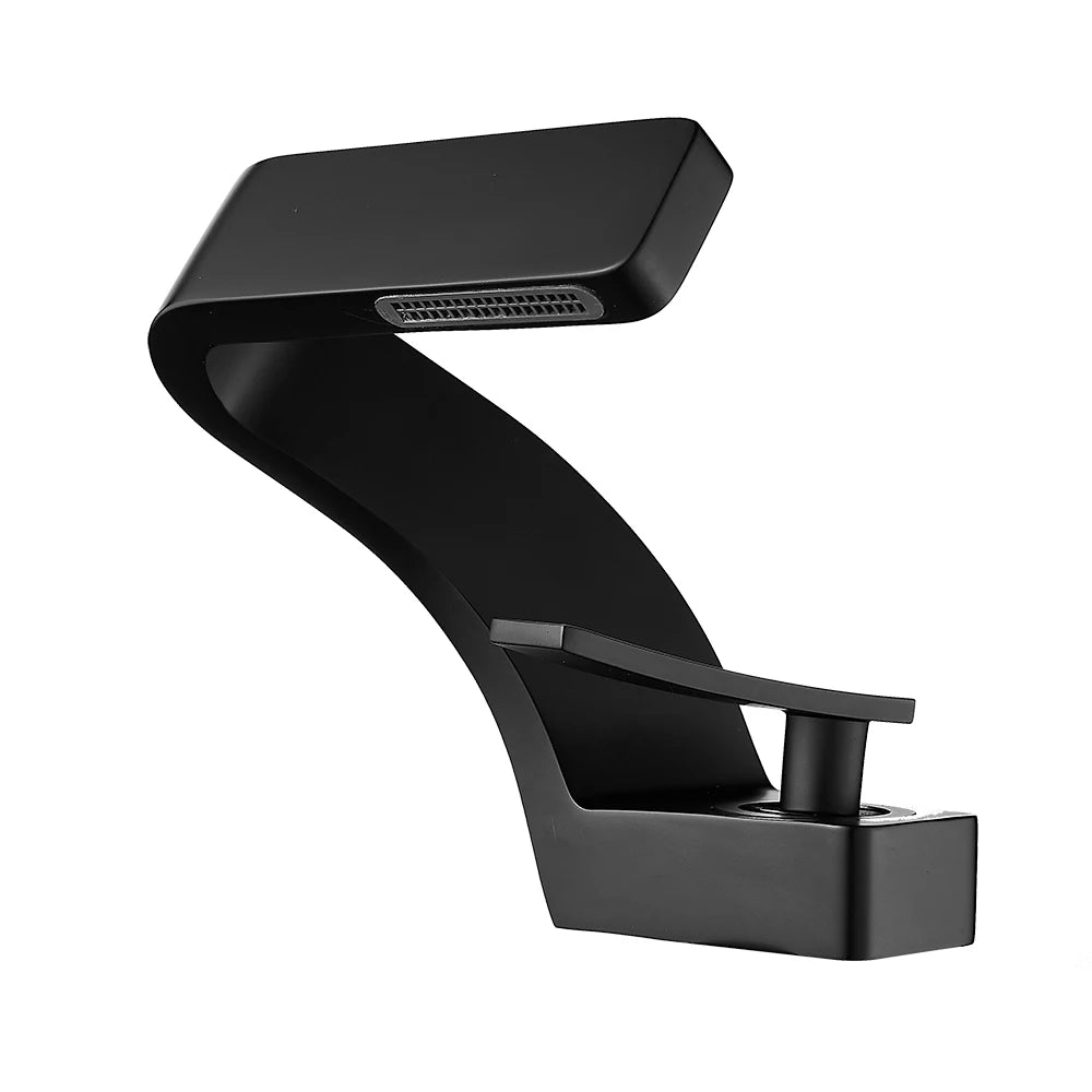 Bathroom Deck Mounted Basin Faucet Black Sink Tap Single Hole Water Tap Hot and Cold