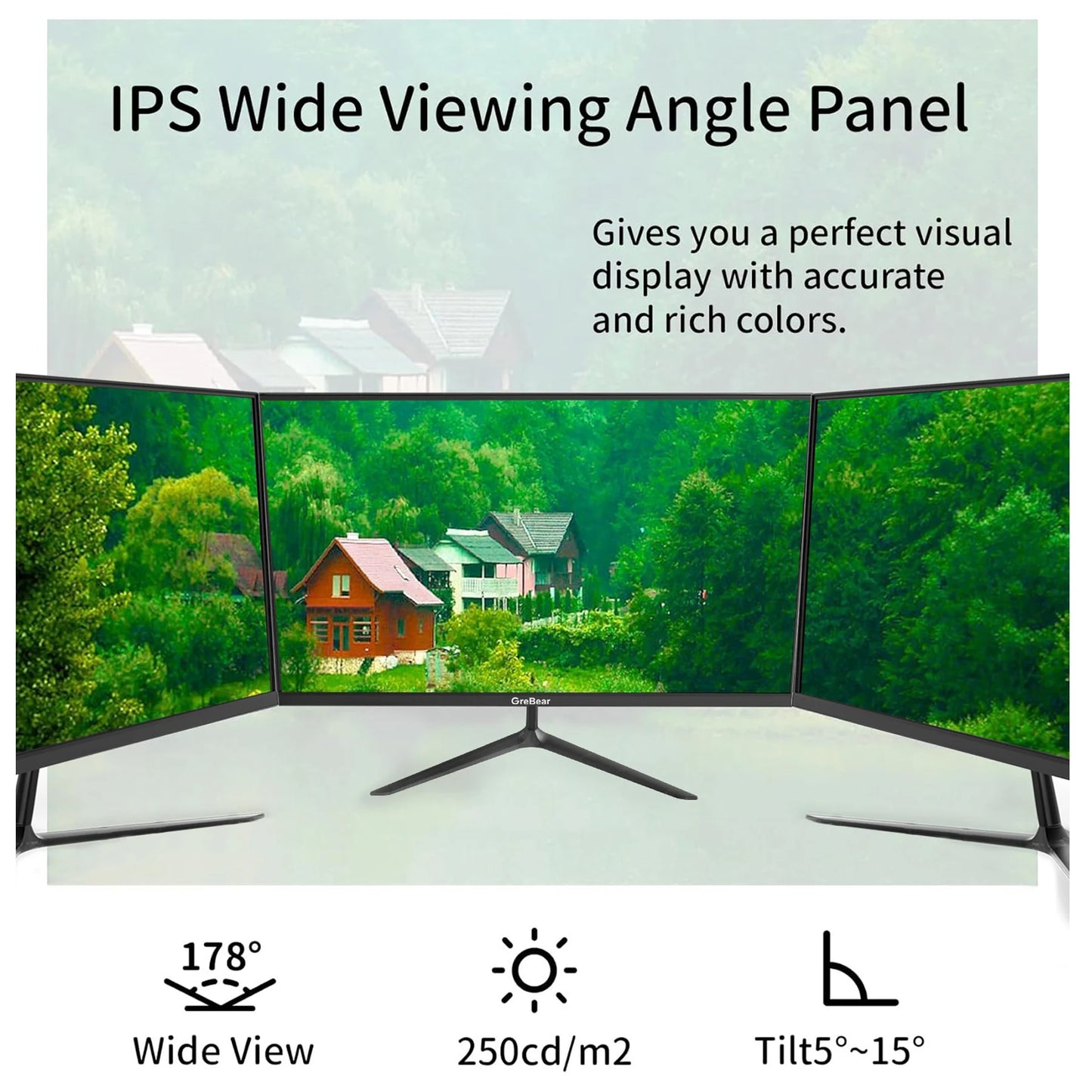 IPS Computer Monitor 24 Inch, FHD 1080p PC Monitor ,Ultra Slim, LED Low Blue Light An