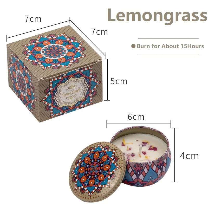1/4PCS Vintage Scented Candles Soy Wax Candle Jars Flower Fragrance Scent