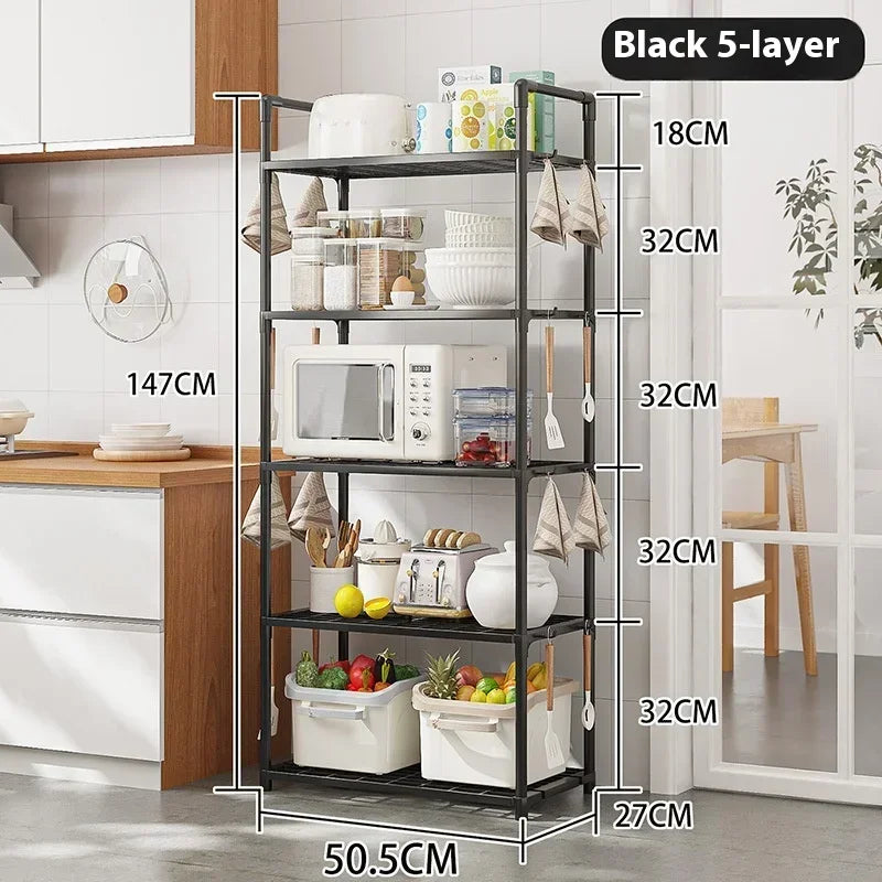Floor Standing Storage Rack Kitchen Bathroom Microwave Rack Multi Functional