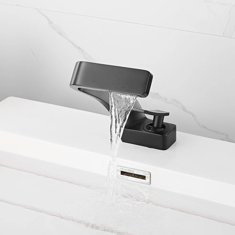 Bathroom Deck Mounted Basin Faucet Black Sink Tap Single Hole Water Tap Hot and Cold