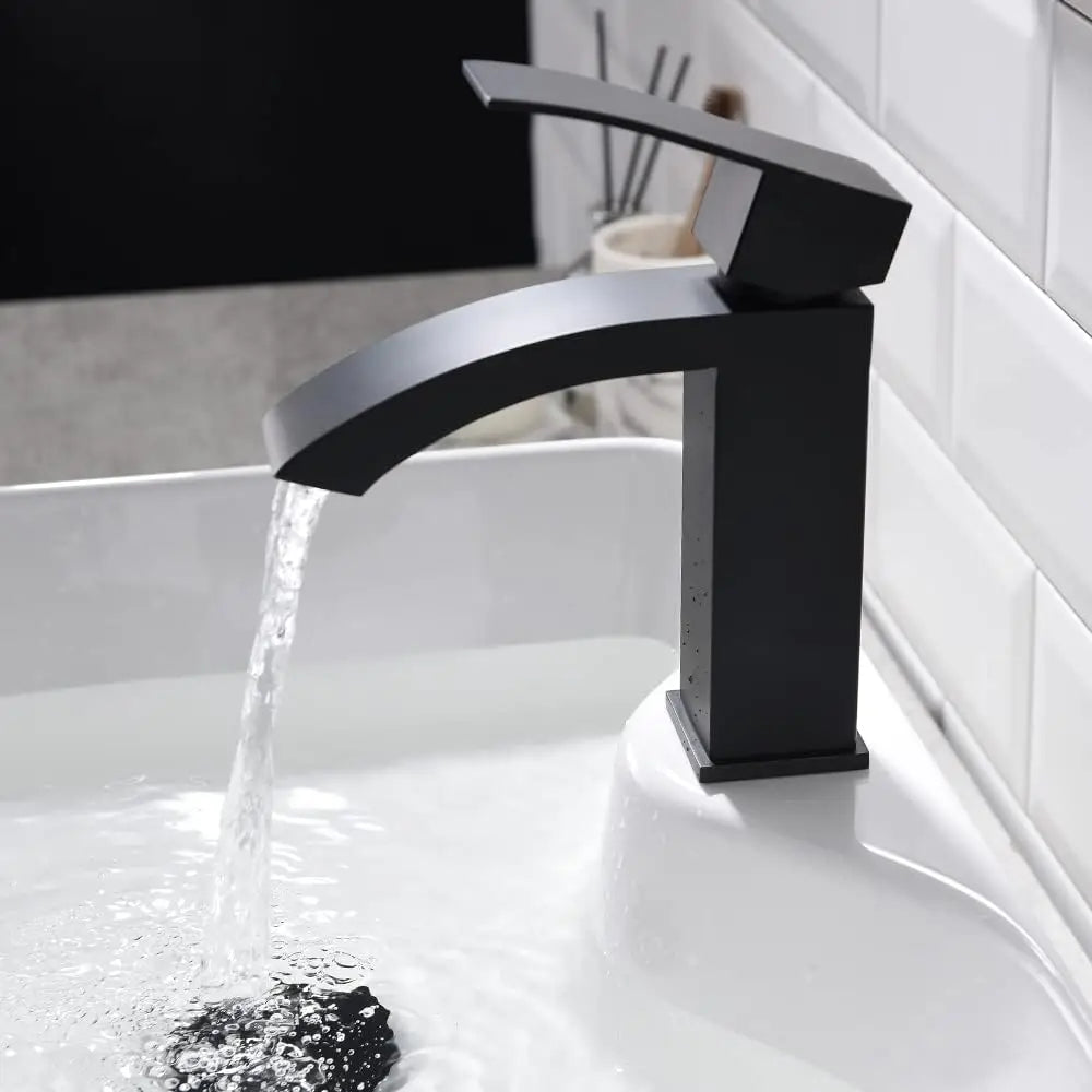 White Rectangle Ceramic Bathroom Vessel Sink -16x12 Inch Ceramic Art Basin Bathroom Sink And Black Waterfall Spout Faucet Combo
