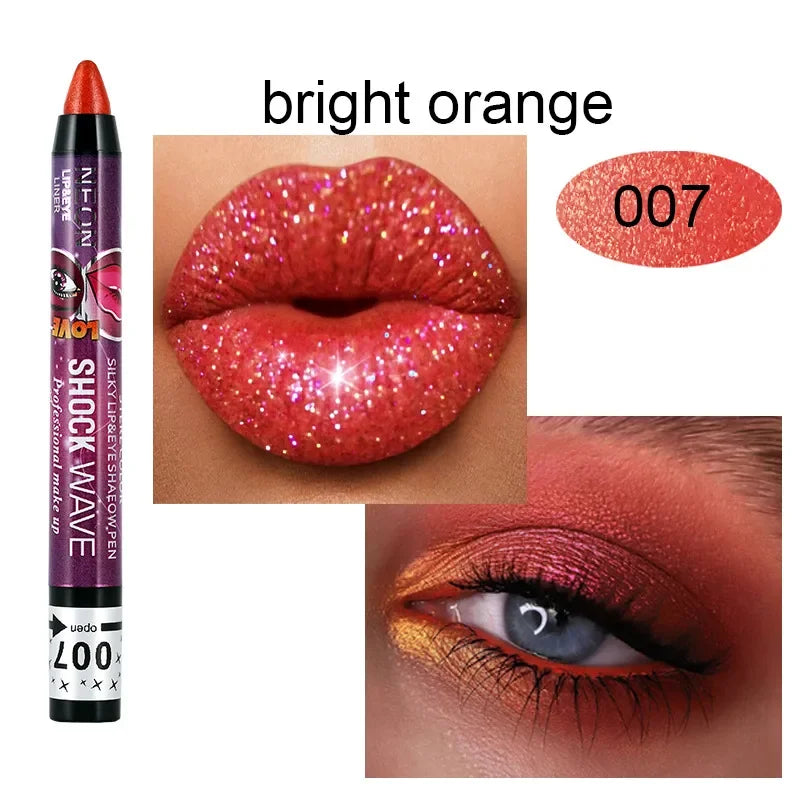 2 In 1  Eyeshadow Lipstick Stick Pencil
 Waterproof Glitter Matte Eye Shadow Makeup Pigment  Eyeshadow Pen