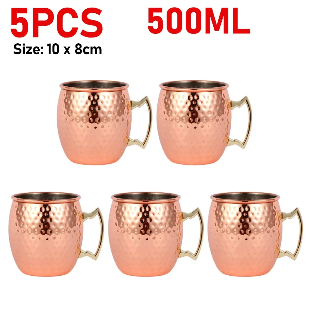 Moscow Mule Mug Stainless Steel Hammered Copper Plated Beer Cup Coffee Cup Bar Drinkware