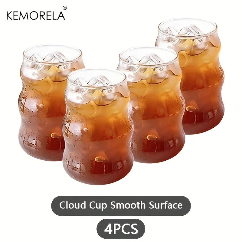 2/4/6PCS INS Glass Cup Heat-resistant Tumbler Drinkware 
Transparent Tea Juice Milk Coffee Mug Home Water Glasses Stripe Beer Mug