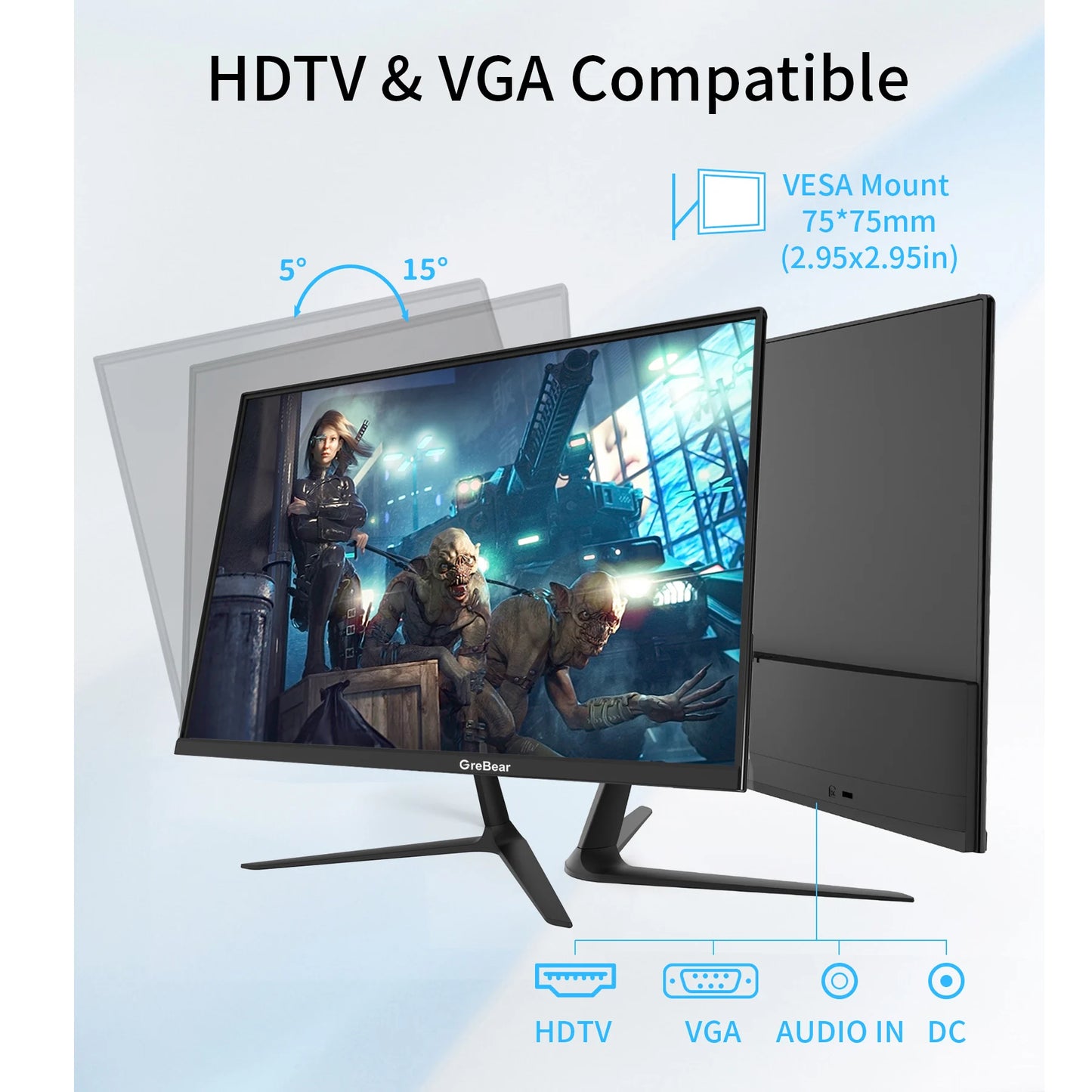 IPS Computer Monitor 24 Inch, FHD 1080p PC Monitor ,Ultra Slim, LED Low Blue Light An
