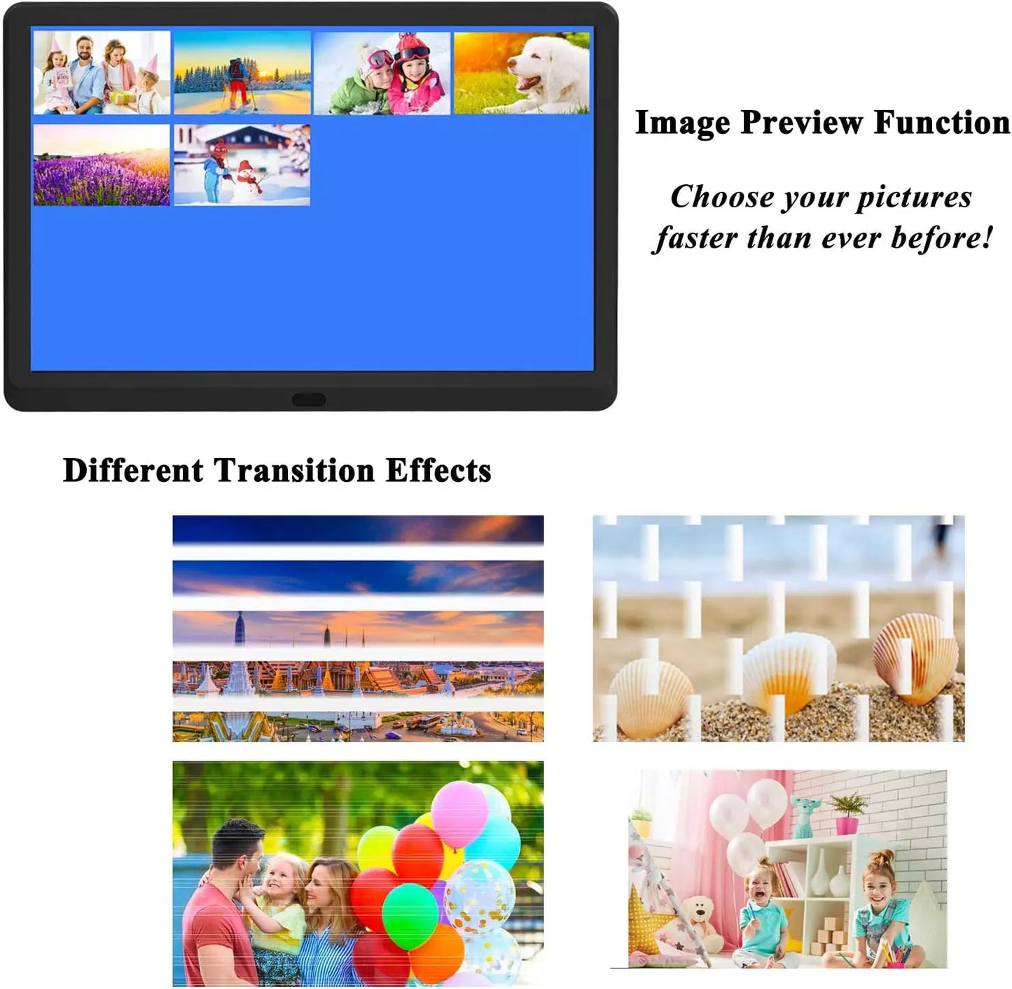 10 Inch Digital Photo Frame with 1280x800 IPS 
Screen Digital Picture Frame with 1080P Video Music Slideshow