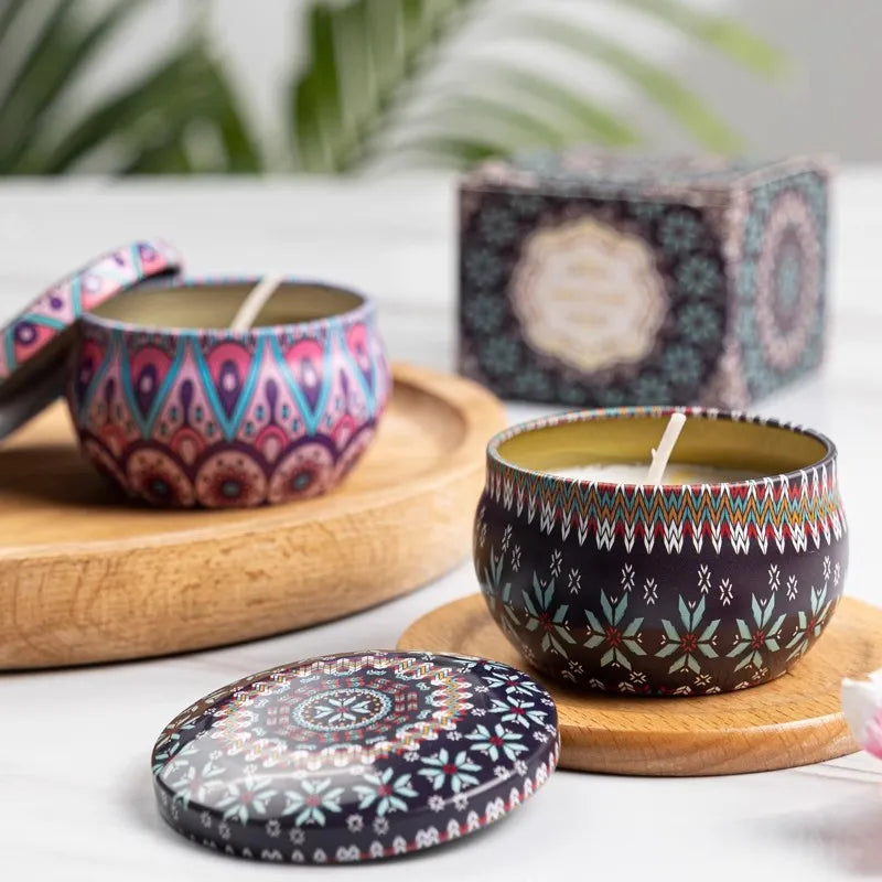 1/4PCS Vintage Scented Candles Soy Wax Candle Jars Flower Fragrance Scent