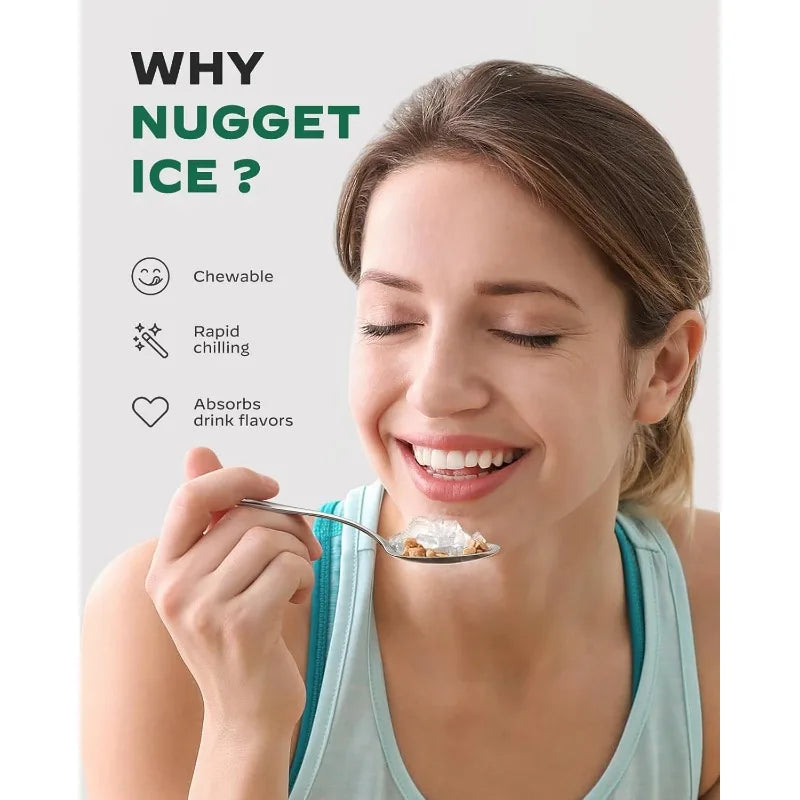 Ice Maker Countertop, Pebble Ice MakerOne-Click Operation  with Self-Cleaning