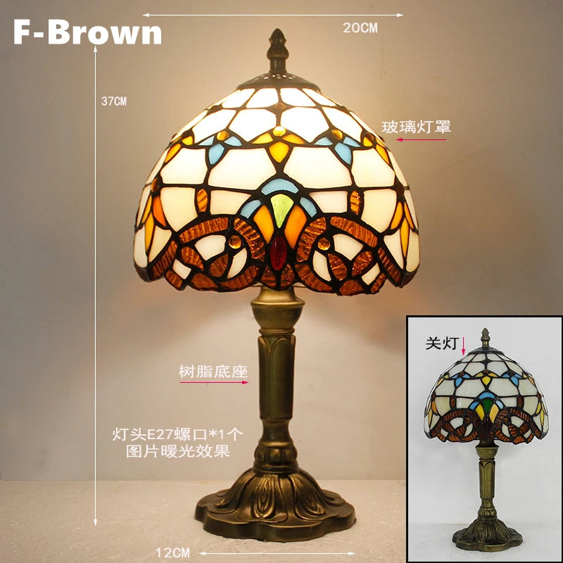 Retro Stained Glass Lamp Table