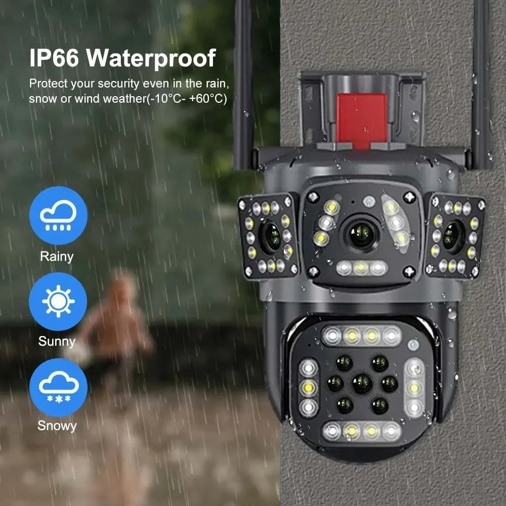 4K Dual Lens Screen Camera Outdoor Three Screens 
Protection Motion Detection Outdoor IP CCTV Surveillance Cameras