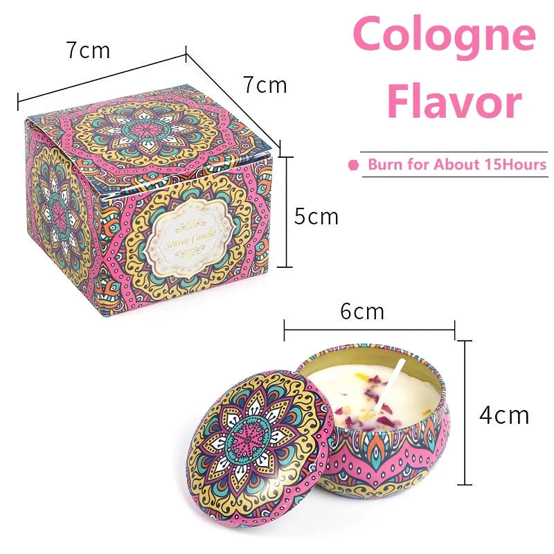 1/4PCS Vintage Scented Candles Soy Wax Candle Jars Flower Fragrance Scent
