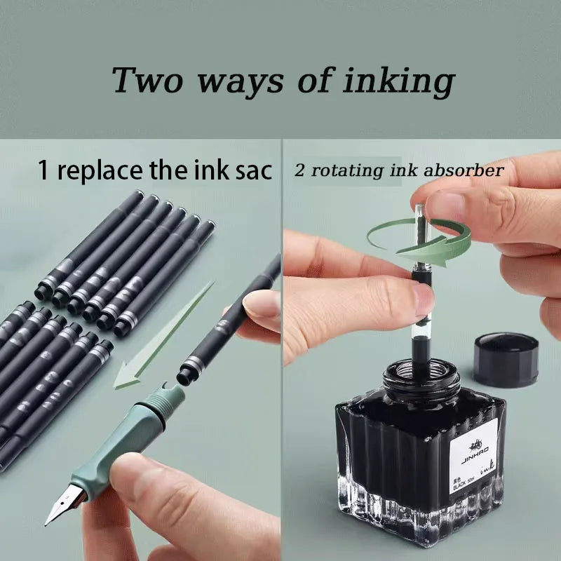 53Pcs Fountain Pen Replaceable Ink Set Black/Blue/Red ink 0.3 Writing Supplies