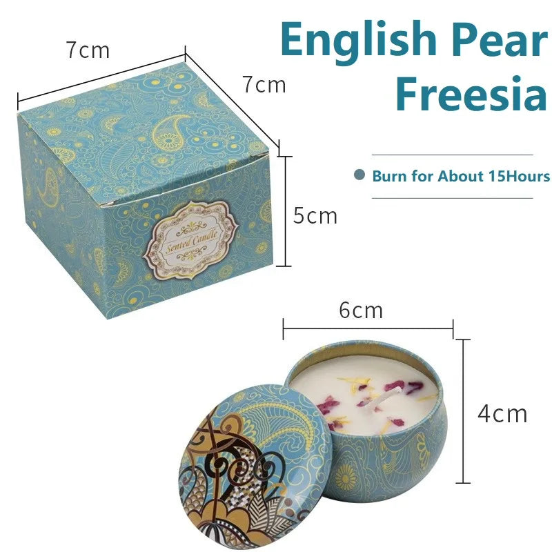 1/4PCS Vintage Scented Candles Soy Wax Candle Jars Flower Fragrance Scent