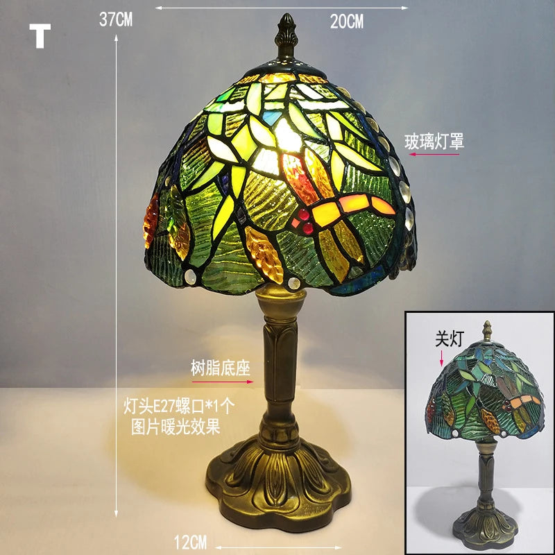 Retro Stained Glass Lamp Table